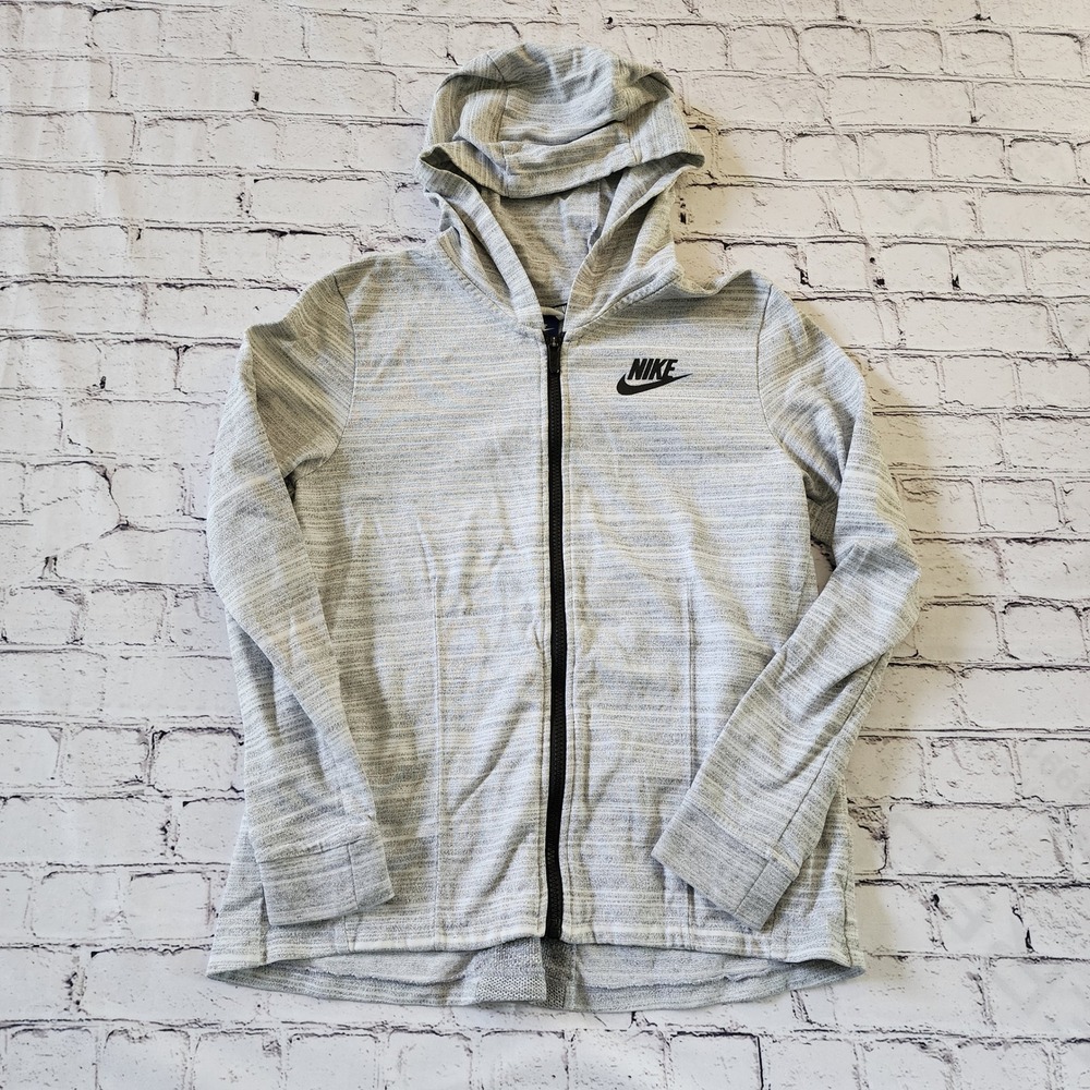 Nike Sportswear Small Advance 15 Gray Space Dye Pleated Back Full Zip Hoodie